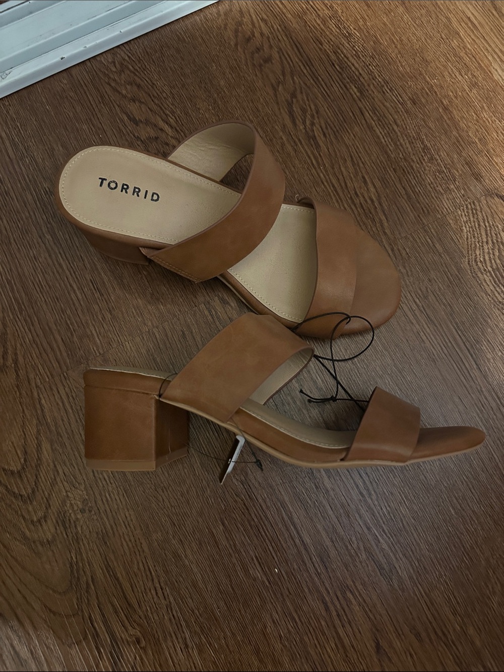 New Wide Width Torrid Tan Double Band Block Heel Slide Sandals 9